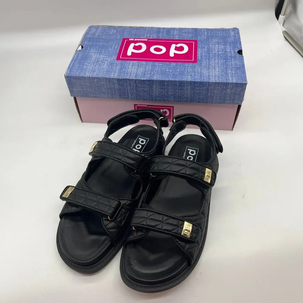 Pop Yield Open Toe Women's Footbed Sandals Black Size 11M